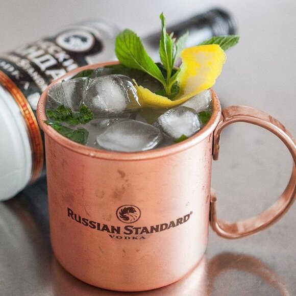 Pair (2) Russian Standard Vodka Moscow Mule Copper Coated Mug Bar Set - Picture 4 of 6